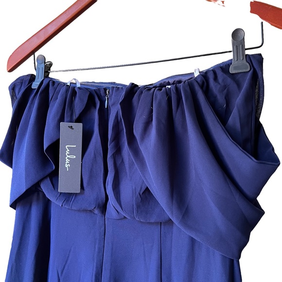 NWT Lulu’s Enduring Love Navy Blue Off-the-Shoulder Maxi Formal Dress - Picture 12 of 16